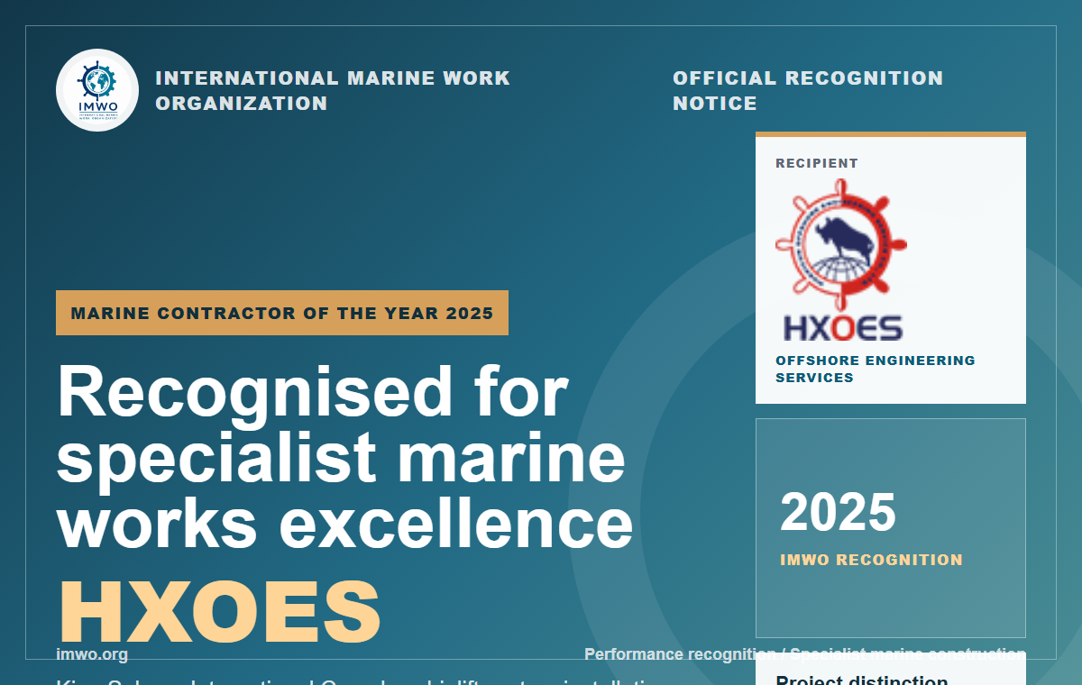 HXOES named IMWO Marine Contractor of the Year 2025
