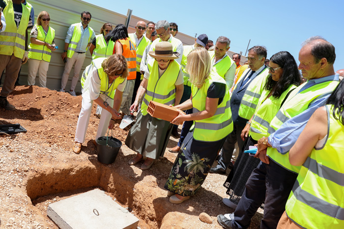 Project representatives placing the ceremonial first brick at the Algarve desalination site on 8 July 2026