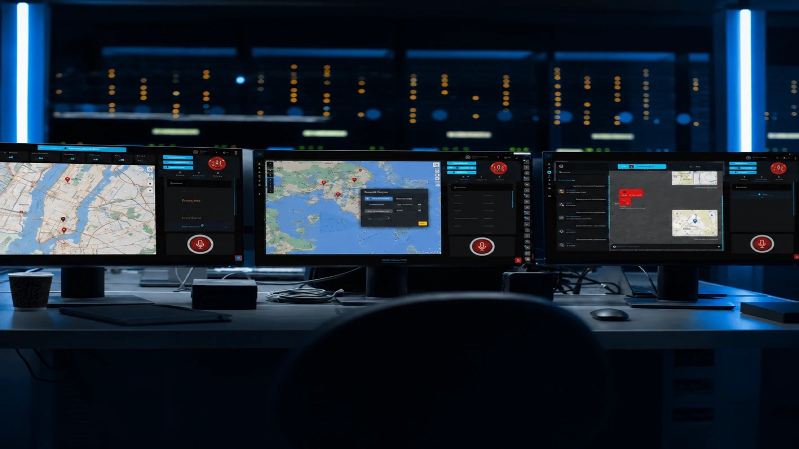 Paralos control room capability image with multiple monitoring screens and electrical systems interfaces