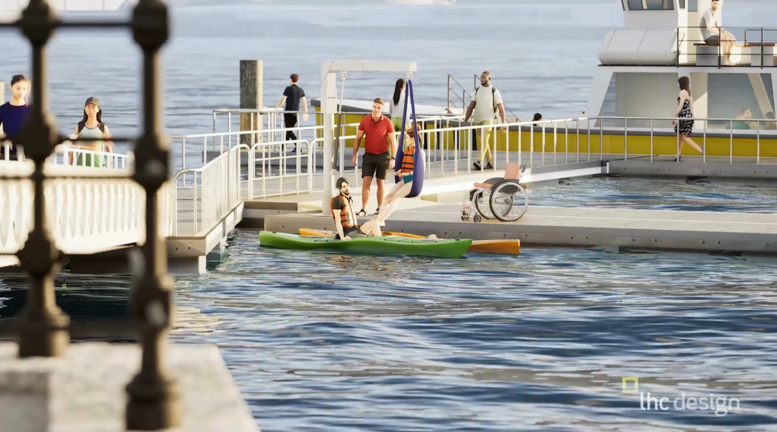 Plymouth Mount Batten accessible pontoon hoist and ferry berth, official LHC Design visualization