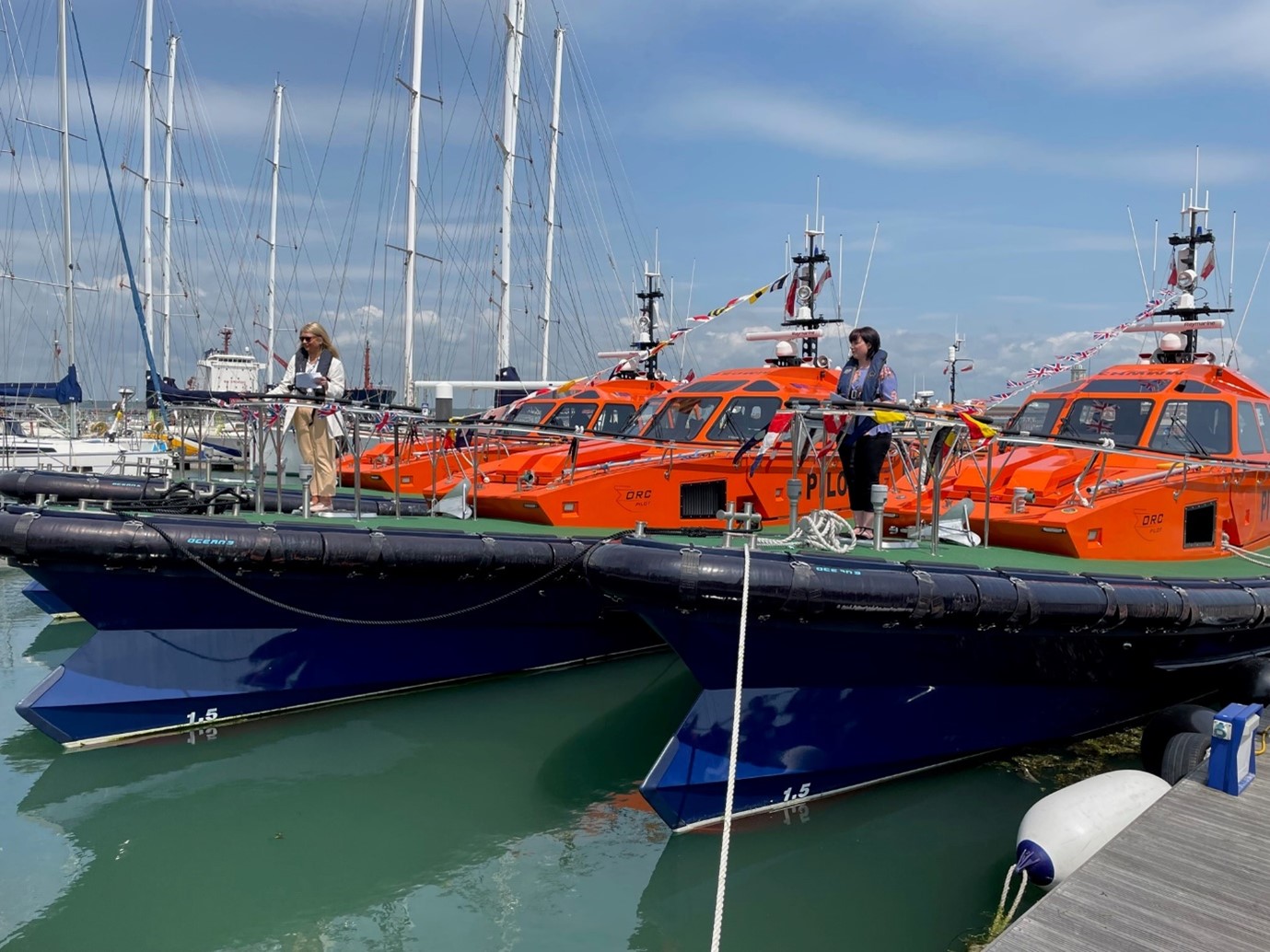 ABP Southampton pilot vessels Majestic and Mary Rose moored at the Gosport pilot station