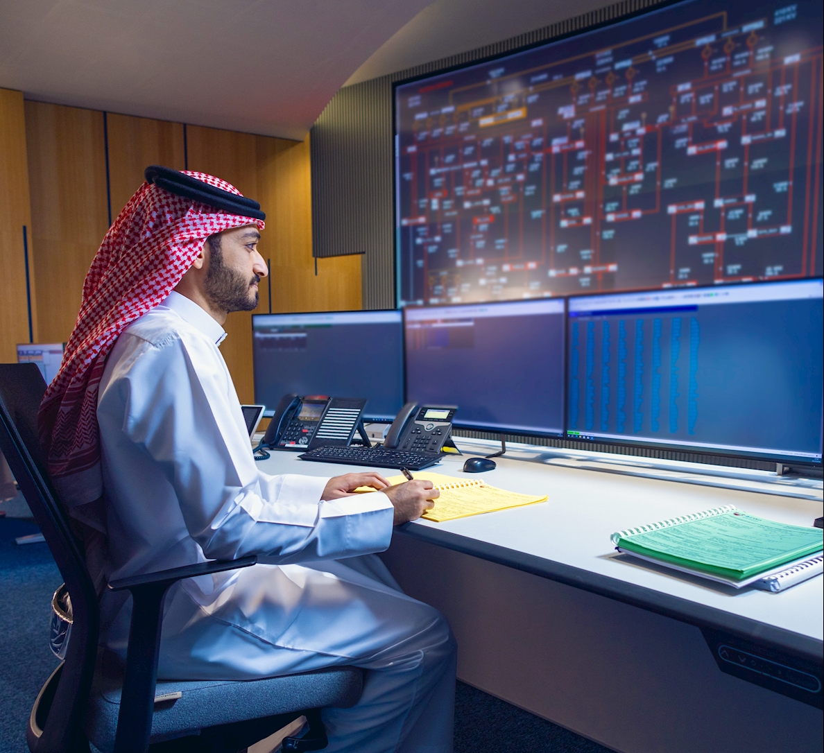 Electricity and Water Authority operator at an EWA network control centre in Bahrain