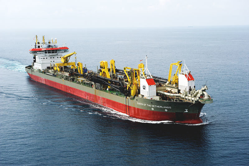 Boskalis trailing suction hopper dredger Queen of the Netherlands underway at sea