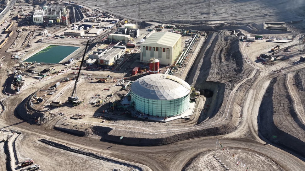 Aerial view of industrial water storage and process facilities on Codelco's Northern District Desalination Plant project page