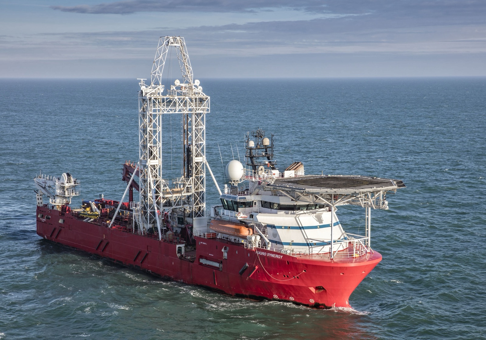 Fugro Synergy geotechnical vessel conducting seabed investigation work for the Zeevonk offshore wind project